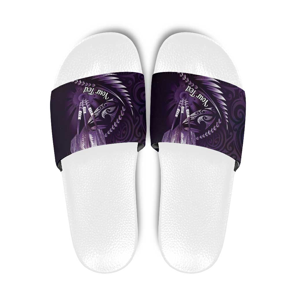 Personalised All Purple New Zealand Darts Slide Sandals Aoteroa Fern Maori Galaxy Style - Polynesian Pride