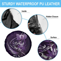 Personalised All Purple New Zealand Darts Spare Tire Cover Aoteroa Fern Maori Galaxy Style LT14 - Polynesian Pride