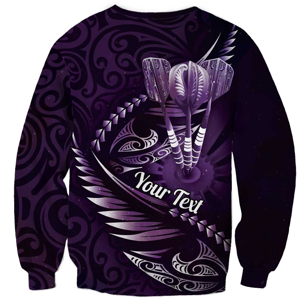 Personalised All Purple New Zealand Darts Sweatshirt Aoteroa Fern Maori Galaxy Style LT14 - Polynesian Pride