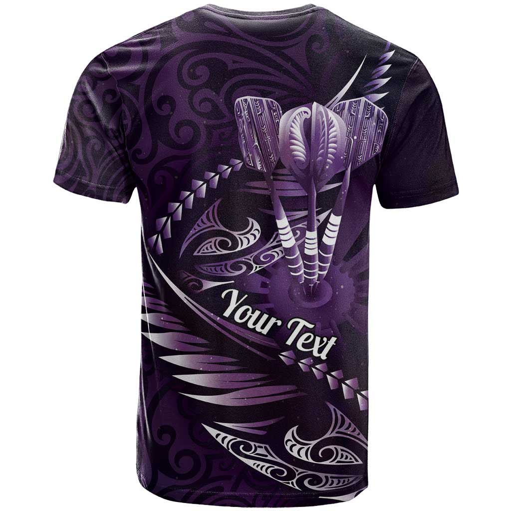 Personalised All Purple New Zealand Darts T Shirt Aoteroa Fern Maori Galaxy Style LT14 - Polynesian Pride