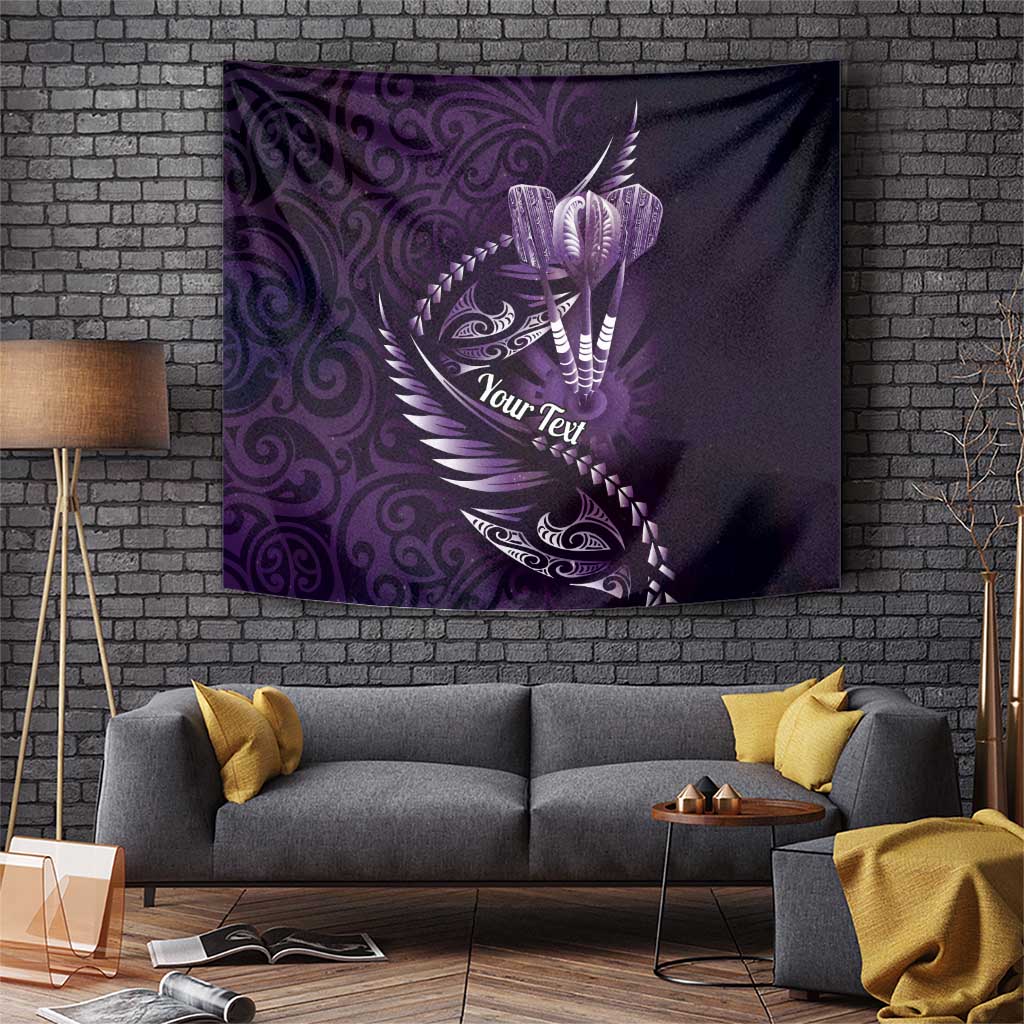 Personalised All Purple New Zealand Darts Tapestry Aoteroa Fern Maori Galaxy Style LT14 Purple - Polynesian Pride