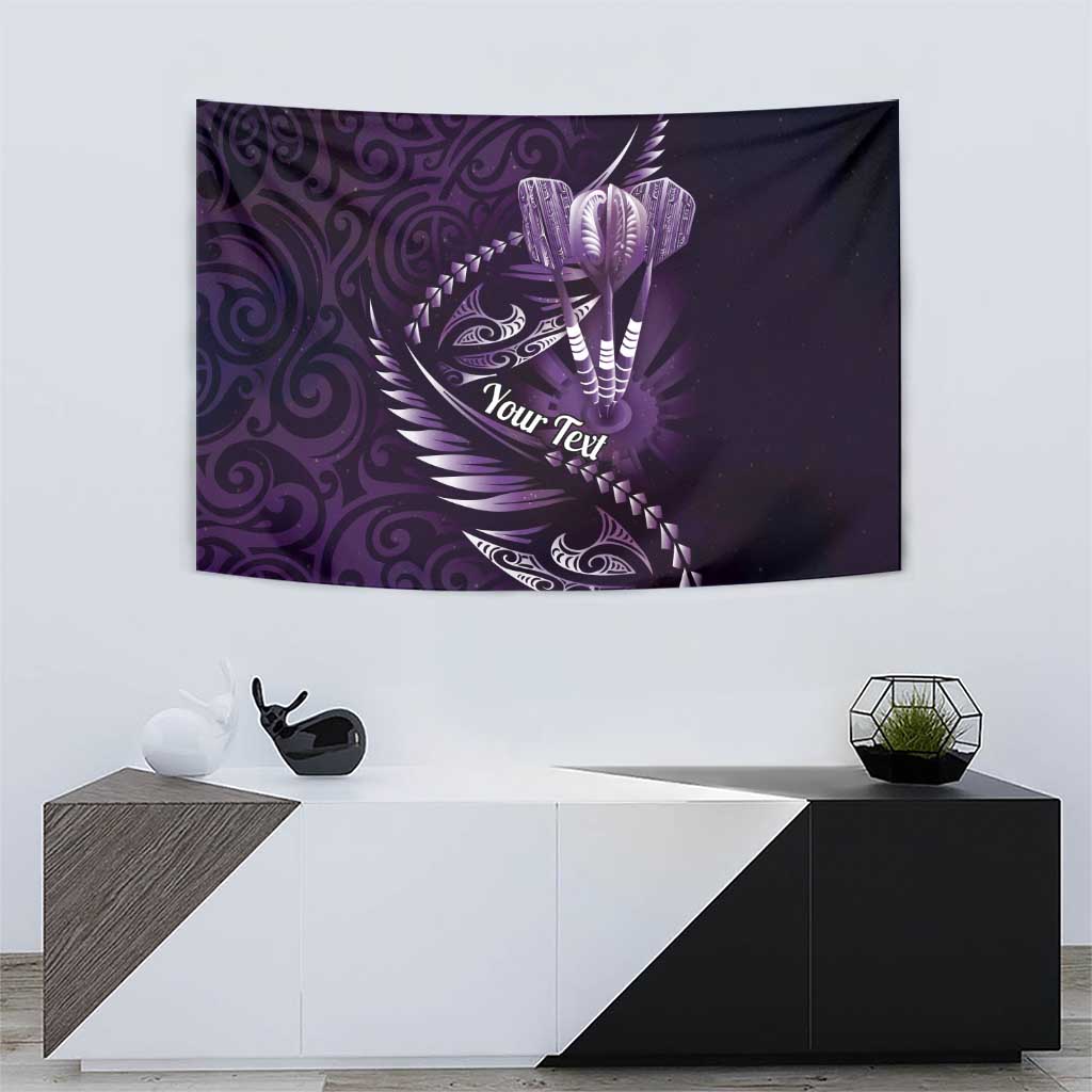 Personalised All Purple New Zealand Darts Tapestry Aoteroa Fern Maori Galaxy Style LT14 - Polynesian Pride