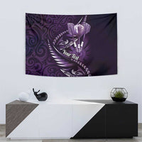 Personalised All Purple New Zealand Darts Tapestry Aoteroa Fern Maori Galaxy Style LT14 - Polynesian Pride