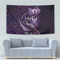 Personalised All Purple New Zealand Darts Tapestry Aoteroa Fern Maori Galaxy Style LT14 - Polynesian Pride
