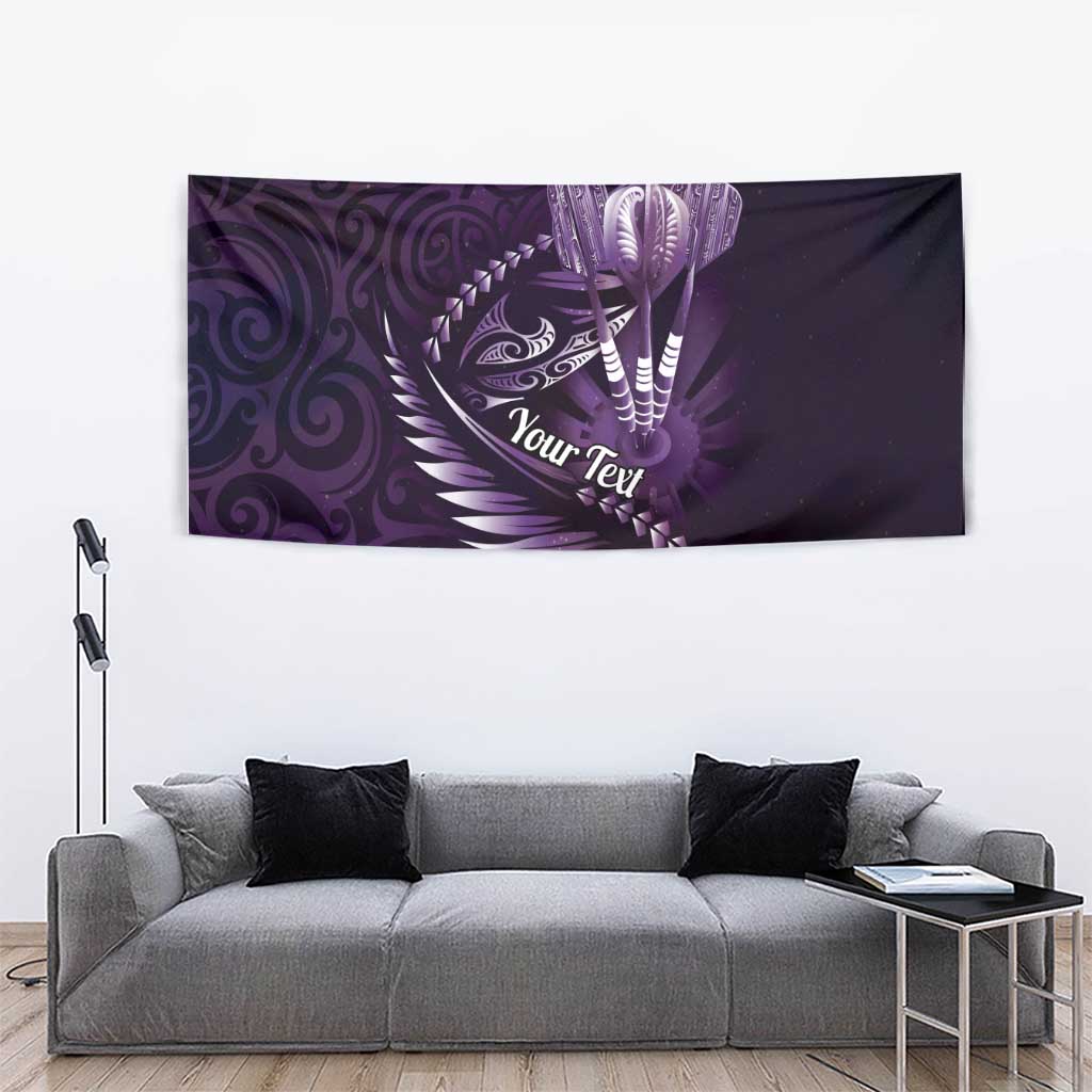 Personalised All Purple New Zealand Darts Tapestry Aoteroa Fern Maori Galaxy Style LT14 - Polynesian Pride