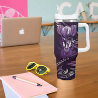 All Purple New Zealand Darts Tumbler With Handle Aoteroa Fern Maori Galaxy Style LT14 - Polynesian Pride