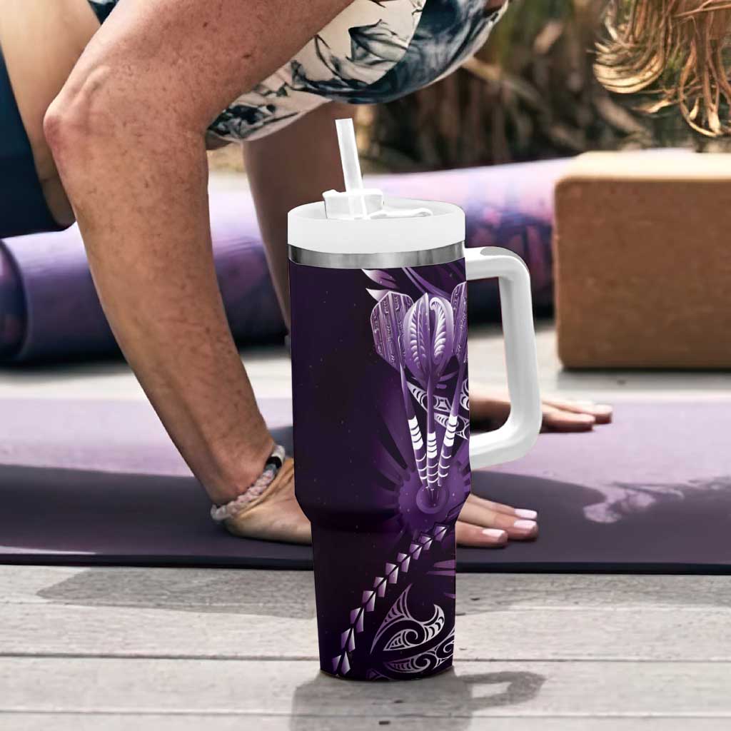 All Purple New Zealand Darts Tumbler With Handle Aoteroa Fern Maori Galaxy Style LT14 - Polynesian Pride