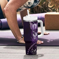 All Purple New Zealand Darts Tumbler With Handle Aoteroa Fern Maori Galaxy Style LT14 - Polynesian Pride