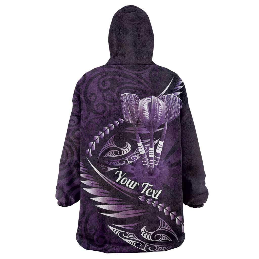 Personalised All Purple New Zealand Darts Wearable Blanket Hoodie Aoteroa Fern Maori Galaxy Style LT14 - Polynesian Pride