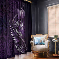 Personalised All Purple New Zealand Darts Window Curtain Aoteroa Fern Maori Galaxy Style LT14 - Polynesian Pride