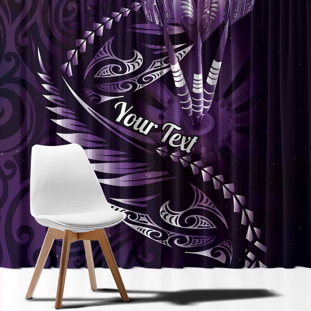 Personalised All Purple New Zealand Darts Window Curtain Aoteroa Fern Maori Galaxy Style LT14 - Polynesian Pride