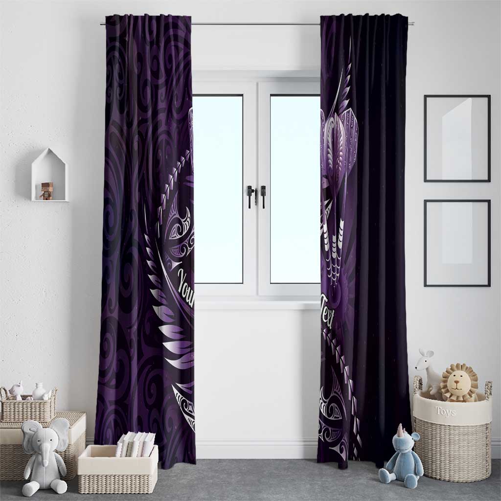 Personalised All Purple New Zealand Darts Window Curtain Aoteroa Fern Maori Galaxy Style LT14 - Polynesian Pride