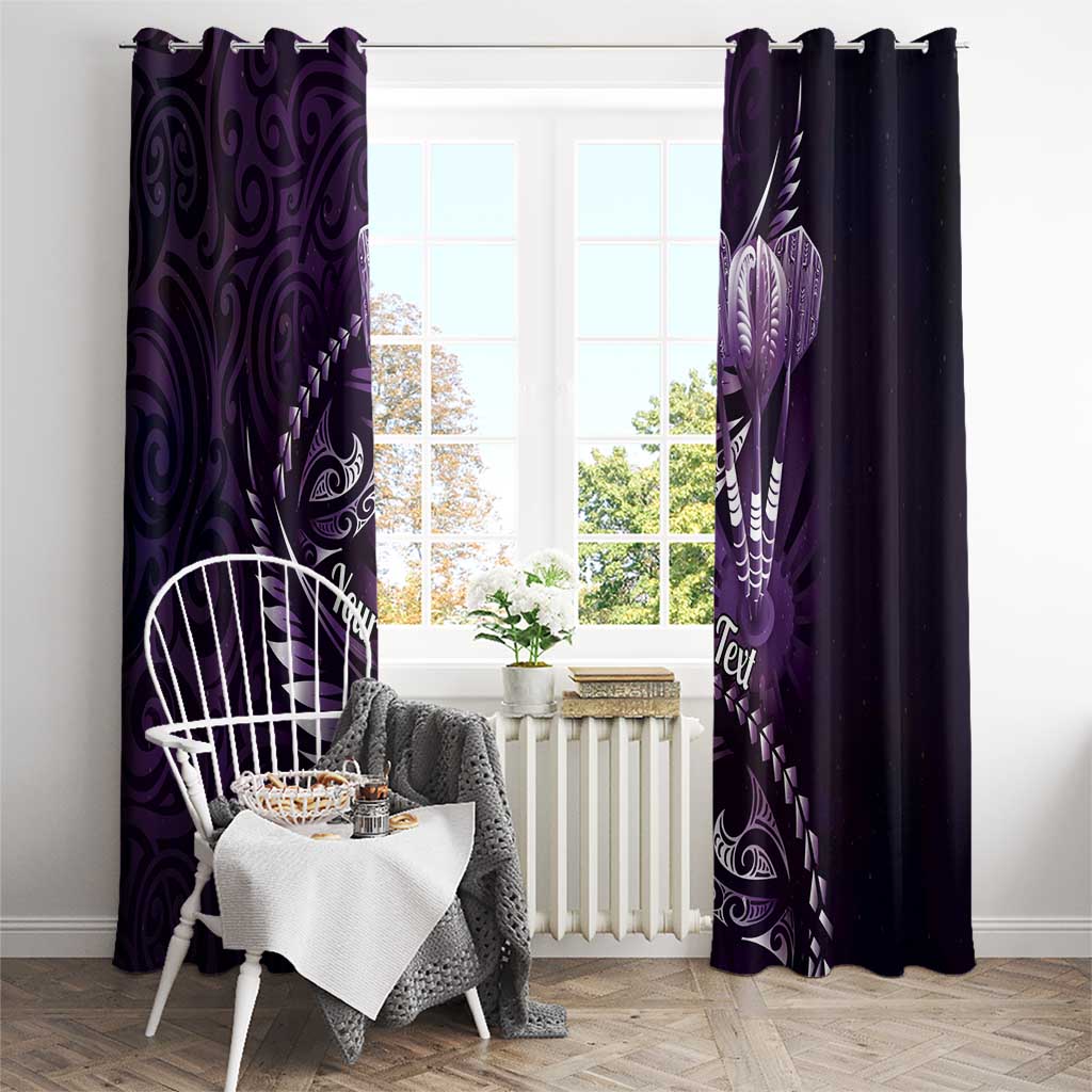 Personalised All Purple New Zealand Darts Window Curtain Aoteroa Fern Maori Galaxy Style LT14 - Polynesian Pride