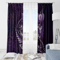 Personalised All Purple New Zealand Darts Window Curtain Aoteroa Fern Maori Galaxy Style LT14 - Polynesian Pride