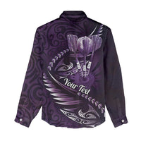 Personalised All Purple New Zealand Darts Women Casual Shirt Aoteroa Fern Maori Galaxy Style
