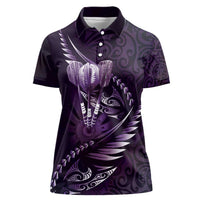 Personalised All Purple New Zealand Darts Women Polo Shirt Aoteroa Fern Maori Galaxy Style LT14 Female Purple - Polynesian Pride