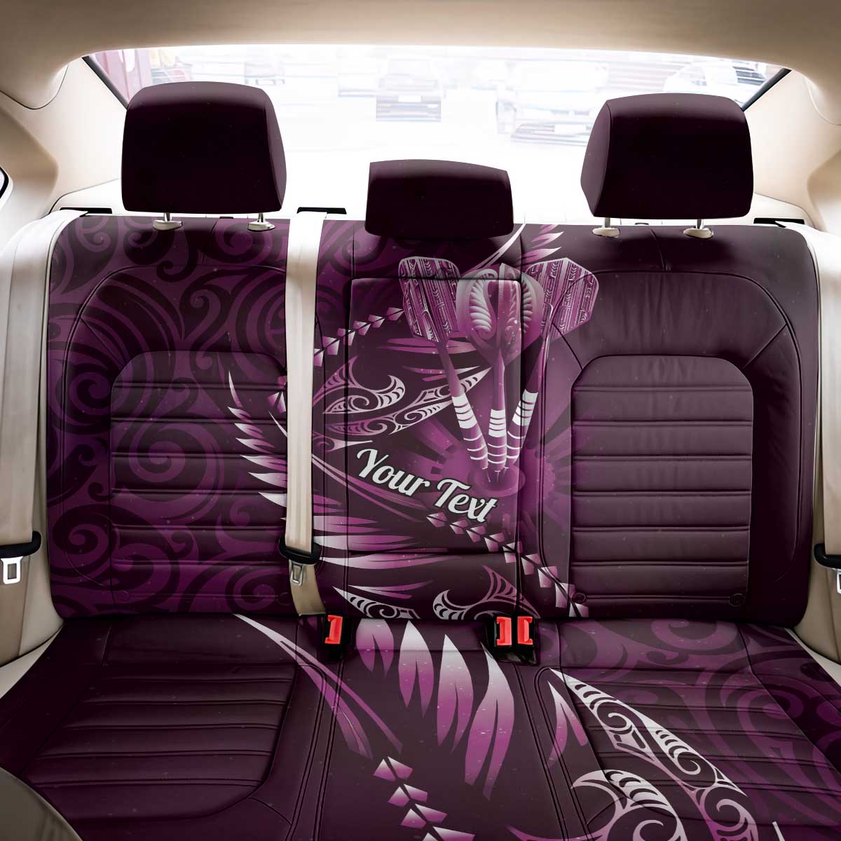 Personalised All Pink New Zealand Darts Back Car Seat Cover Aoteroa Fern Maori Galaxy Style LT14 - Polynesian Pride