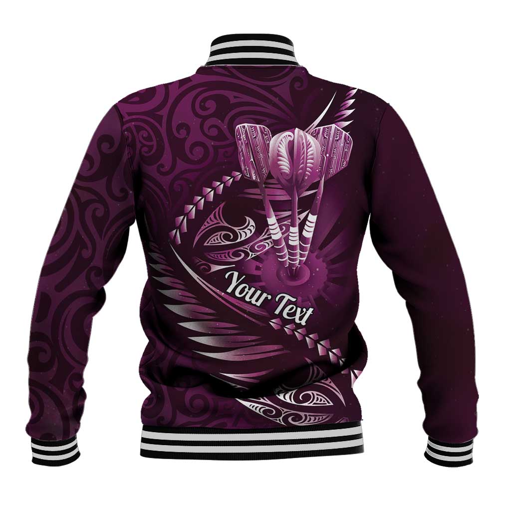 Personalised All Pink New Zealand Darts Baseball Jacket Aoteroa Fern Maori Galaxy Style LT14 - Polynesian Pride