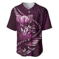 Personalised All Pink New Zealand Darts Baseball Jersey Aoteroa Fern Maori Galaxy Style LT14 Pink - Polynesian Pride