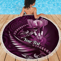 Personalised All Pink New Zealand Darts Beach Blanket Aoteroa Fern Maori Galaxy Style LT14 - Polynesian Pride