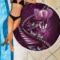 Personalised All Pink New Zealand Darts Beach Blanket Aoteroa Fern Maori Galaxy Style LT14 - Polynesian Pride