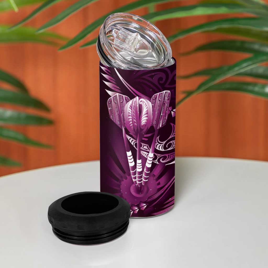 All Pink New Zealand Darts 4 in 1 Can Cooler Tumbler Aoteroa Fern Maori Galaxy Style LT14 - Polynesian Pride
