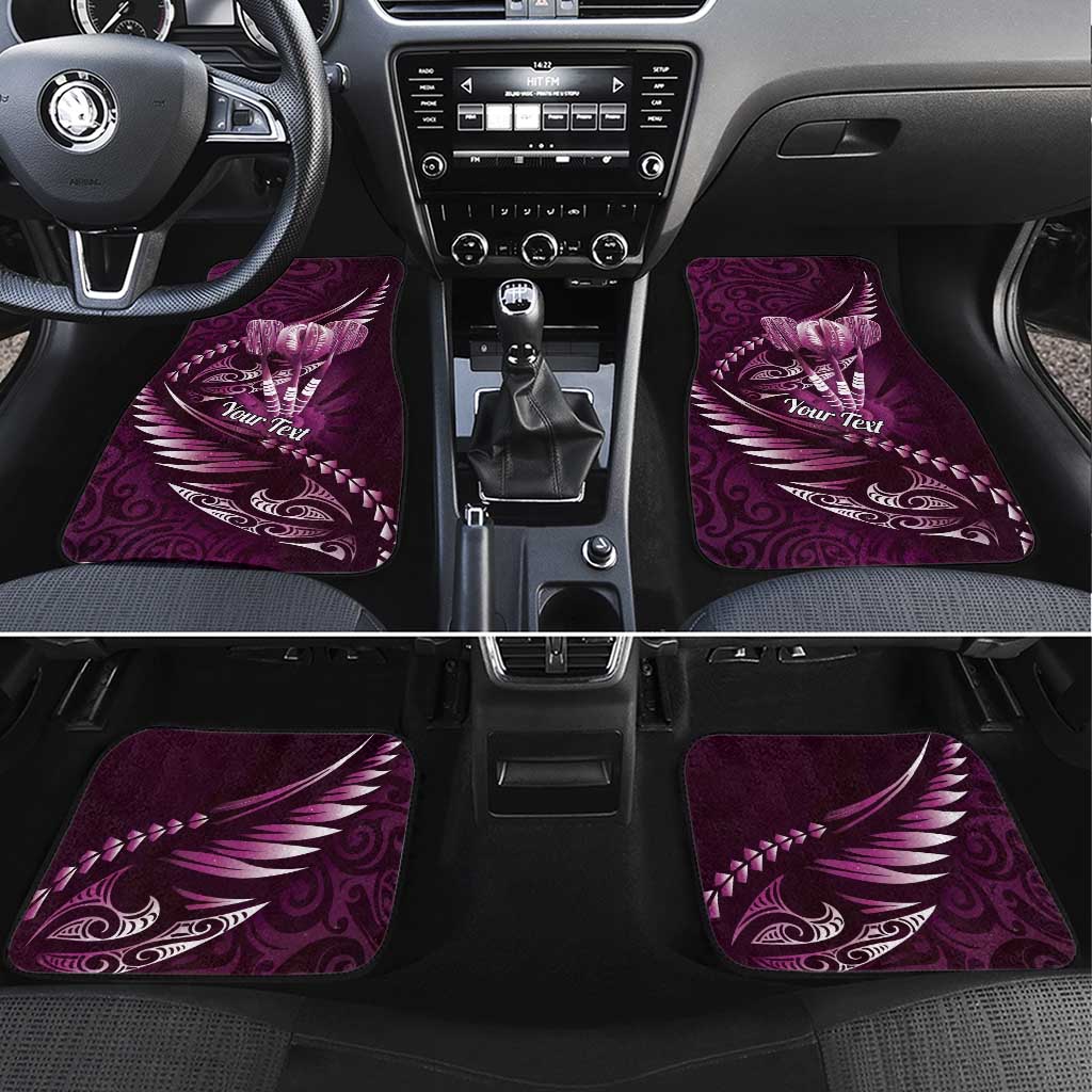 Personalised All Pink New Zealand Darts Car Mats Aoteroa Fern Maori Galaxy Style LT14 Set 4pcs Pink - Polynesian Pride
