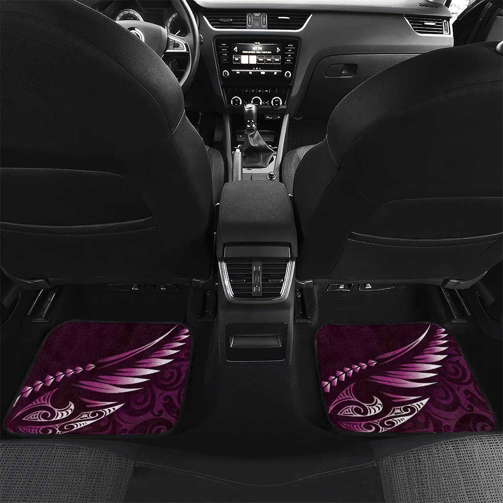 Personalised All Pink New Zealand Darts Car Mats Aoteroa Fern Maori Galaxy Style LT14 Set 2pcs - Back Pink - Polynesian Pride