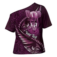 Personalised All Pink New Zealand Darts Cross Shoulder Shirt Aoteroa Fern Maori Galaxy Style - Polynesian Pride