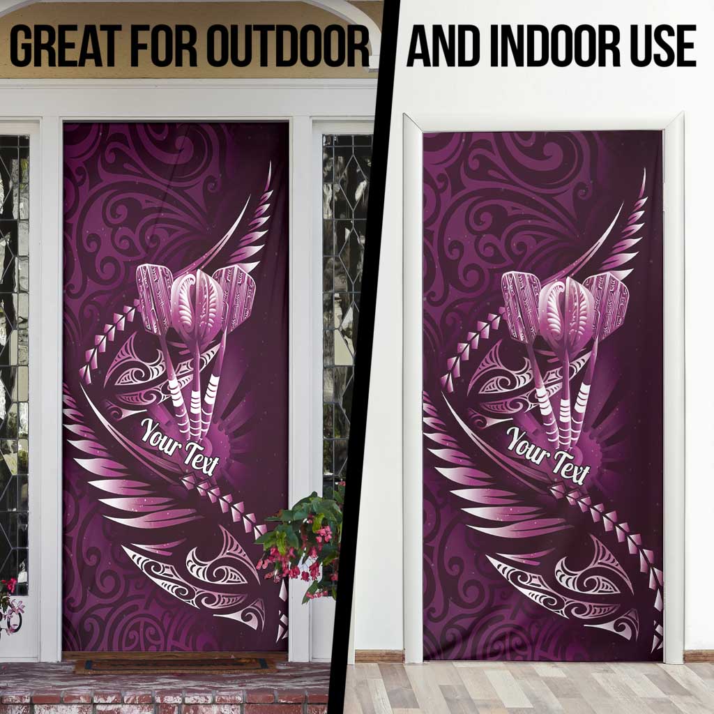 Personalised All Pink New Zealand Darts Door Cover Aoteroa Fern Maori Galaxy Style - Polynesian Pride