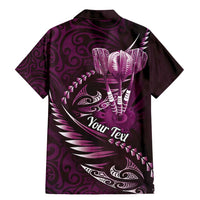 Personalised All Pink New Zealand Darts Family Matching Mermaid Dress and Hawaiian Shirt Aoteroa Fern Maori Galaxy Style LT14 - Polynesian Pride