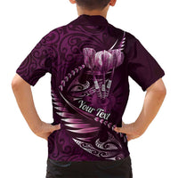 Personalised All Pink New Zealand Darts Family Matching Puletasi and Hawaiian Shirt Aoteroa Fern Maori Galaxy Style LT14 - Polynesian Pride