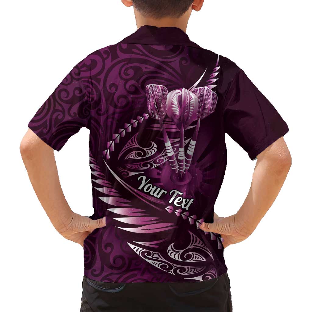 Personalised All Pink New Zealand Darts Family Matching Summer Maxi Dress and Hawaiian Shirt Aoteroa Fern Maori Galaxy Style LT14 - Polynesian Pride