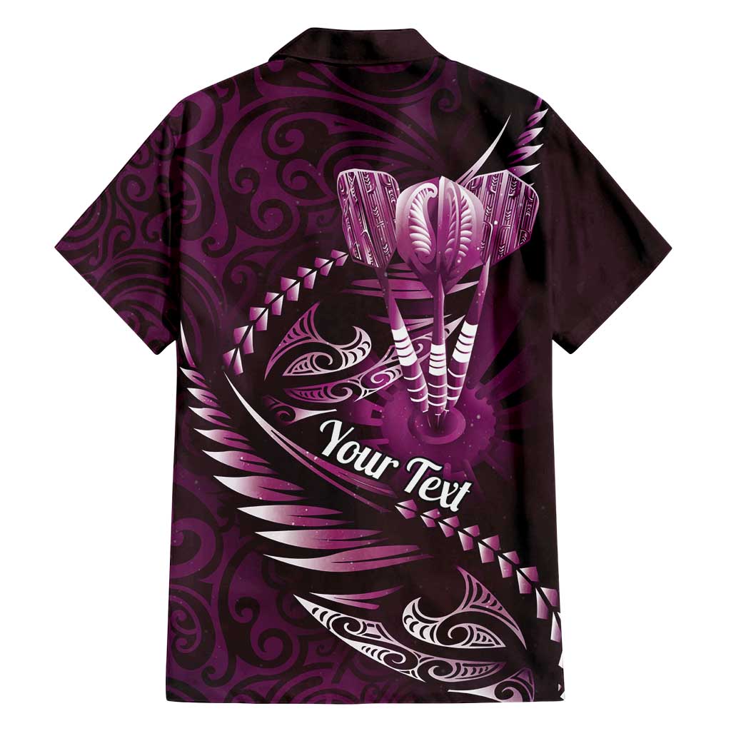 Personalised All Pink New Zealand Darts Family Matching Summer Maxi Dress and Hawaiian Shirt Aoteroa Fern Maori Galaxy Style LT14 - Polynesian Pride