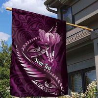 Personalised All Pink New Zealand Darts Garden Flag Aoteroa Fern Maori Galaxy Style LT14 - Polynesian Pride