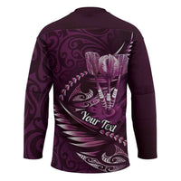 Personalised All Pink New Zealand Darts Hockey Jersey Aoteroa Fern Maori Galaxy Style - Polynesian Pride