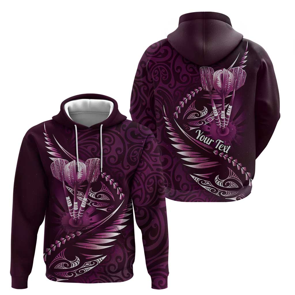 Personalised All Pink New Zealand Darts Hoodie Aoteroa Fern Maori Galaxy Style