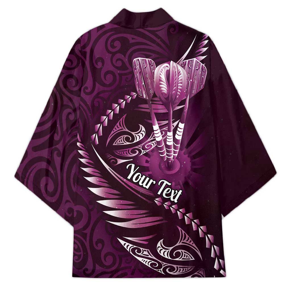 Personalised All Pink New Zealand Darts Kimono Aoteroa Fern Maori Galaxy Style - Polynesian Pride