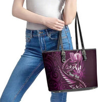 Personalised All Pink New Zealand Darts Leather Tote Bag Aoteroa Fern Maori Galaxy Style LT14 - Polynesian Pride