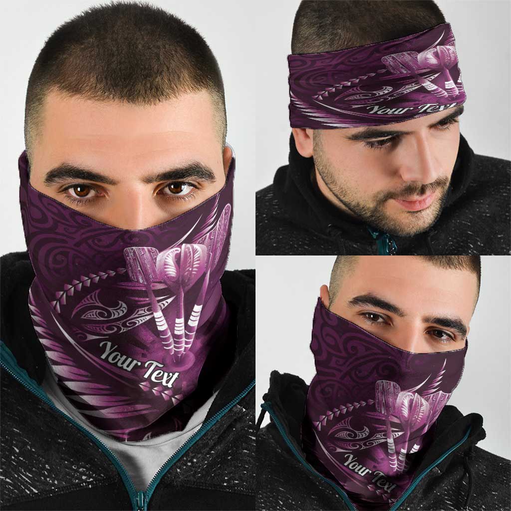 Personalised All Pink New Zealand Darts Neck Gaiter Aoteroa Fern Maori Galaxy Style - Polynesian Pride