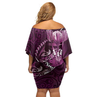 Personalised All Pink New Zealand Darts Off Shoulder Short Dress Aoteroa Fern Maori Galaxy Style LT14 - Polynesian Pride