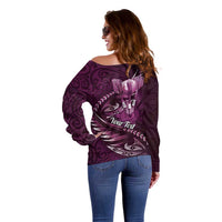 Personalised All Pink New Zealand Darts Off Shoulder Sweater Aoteroa Fern Maori Galaxy Style LT14 - Polynesian Pride