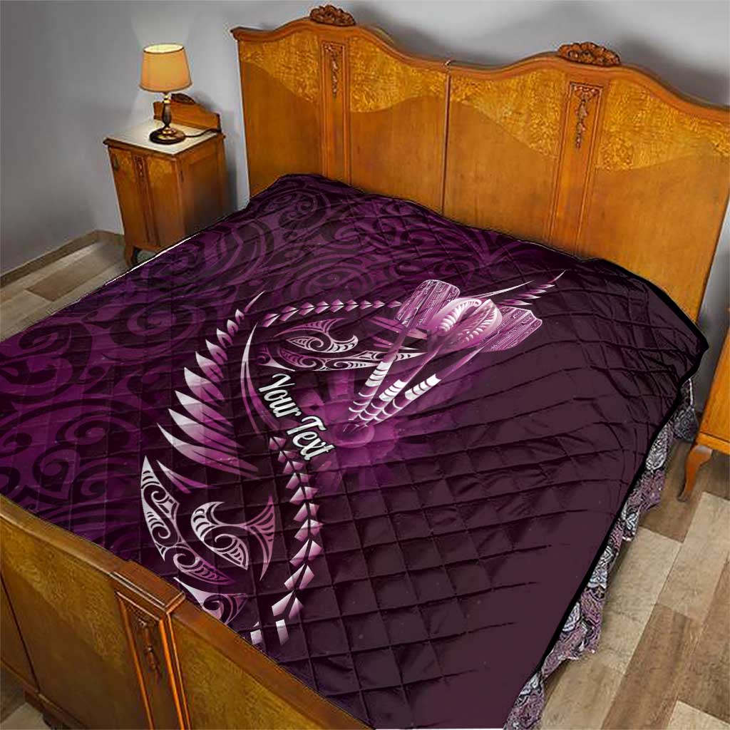 Personalised All Pink New Zealand Darts Quilt Aoteroa Fern Maori Galaxy Style LT14 - Polynesian Pride