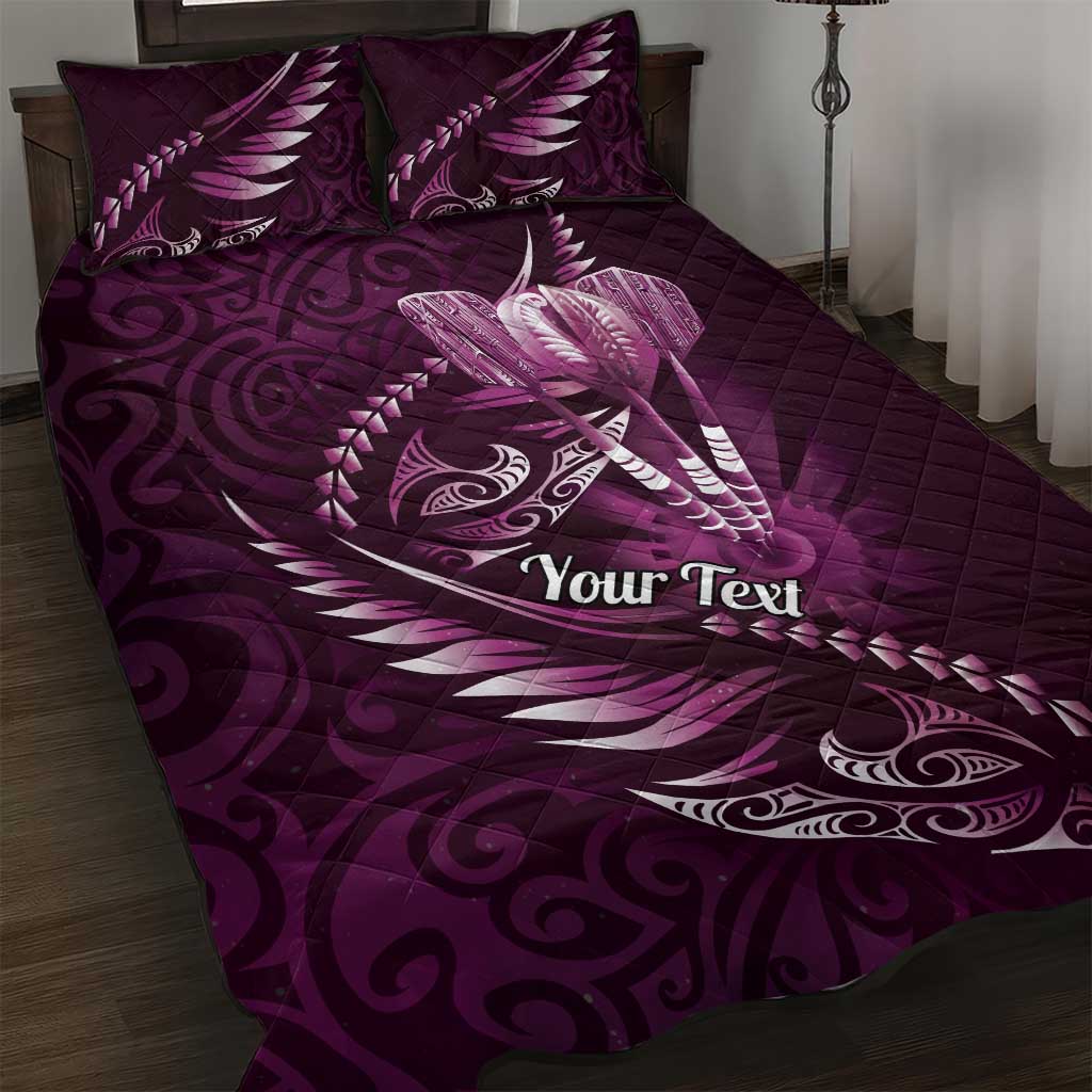 Personalised All Pink New Zealand Darts Quilt Bed Set Aoteroa Fern Maori Galaxy Style LT14 Pink - Polynesian Pride