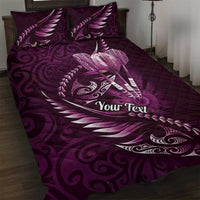 Personalised All Pink New Zealand Darts Quilt Bed Set Aoteroa Fern Maori Galaxy Style LT14 Pink - Polynesian Pride