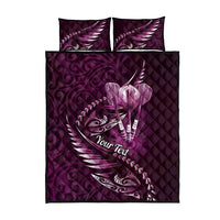 Personalised All Pink New Zealand Darts Quilt Bed Set Aoteroa Fern Maori Galaxy Style LT14 - Polynesian Pride