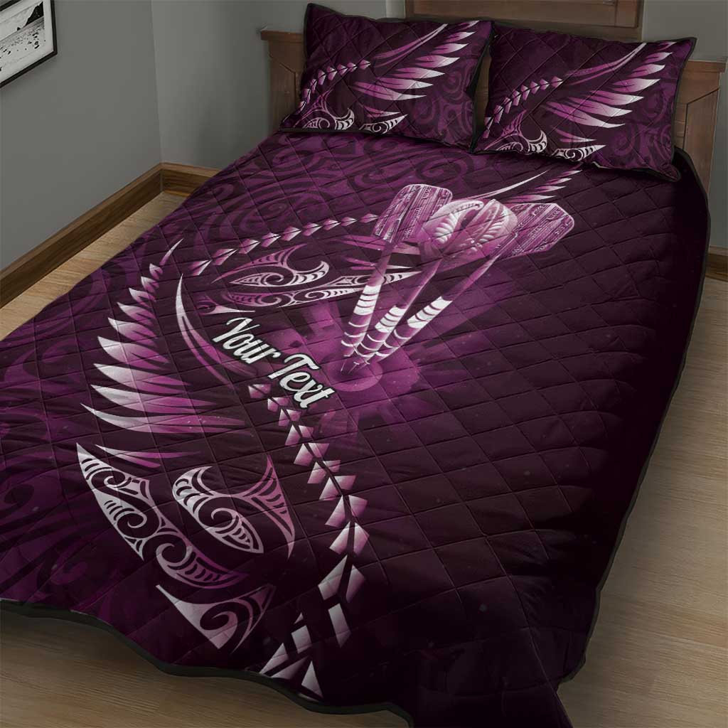 Personalised All Pink New Zealand Darts Quilt Bed Set Aoteroa Fern Maori Galaxy Style LT14 - Polynesian Pride