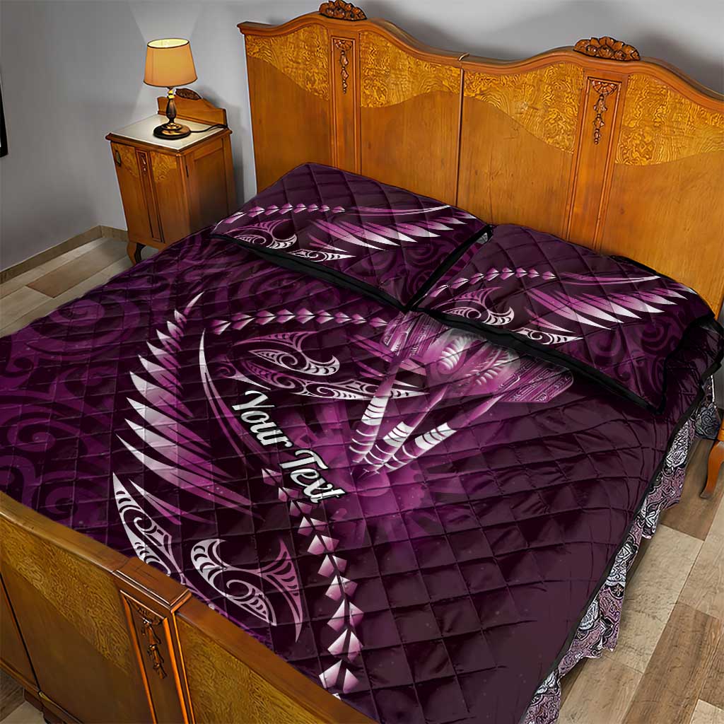 Personalised All Pink New Zealand Darts Quilt Bed Set Aoteroa Fern Maori Galaxy Style LT14 - Polynesian Pride