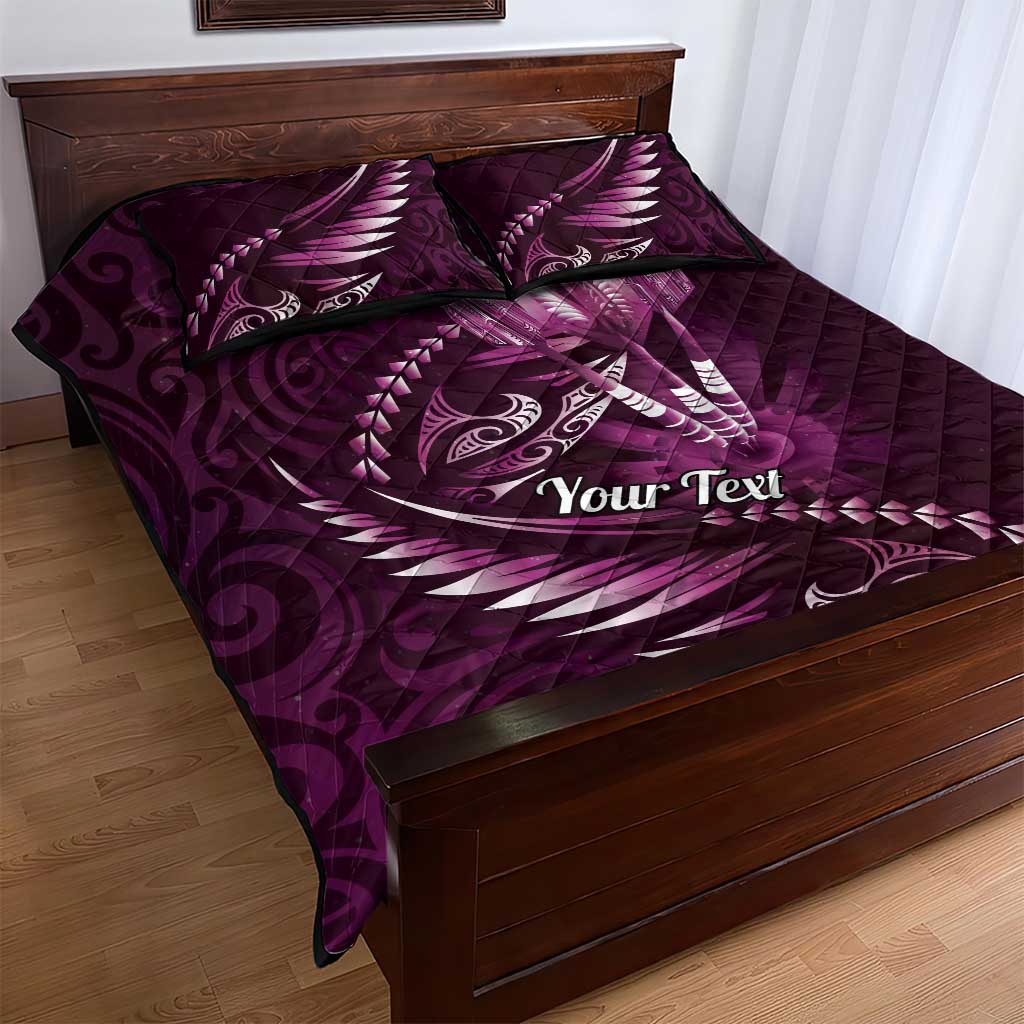 Personalised All Pink New Zealand Darts Quilt Bed Set Aoteroa Fern Maori Galaxy Style LT14 - Polynesian Pride