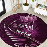 Personalised All Pink New Zealand Darts Round Carpet Aoteroa Fern Maori Galaxy Style LT14 Pink - Polynesian Pride